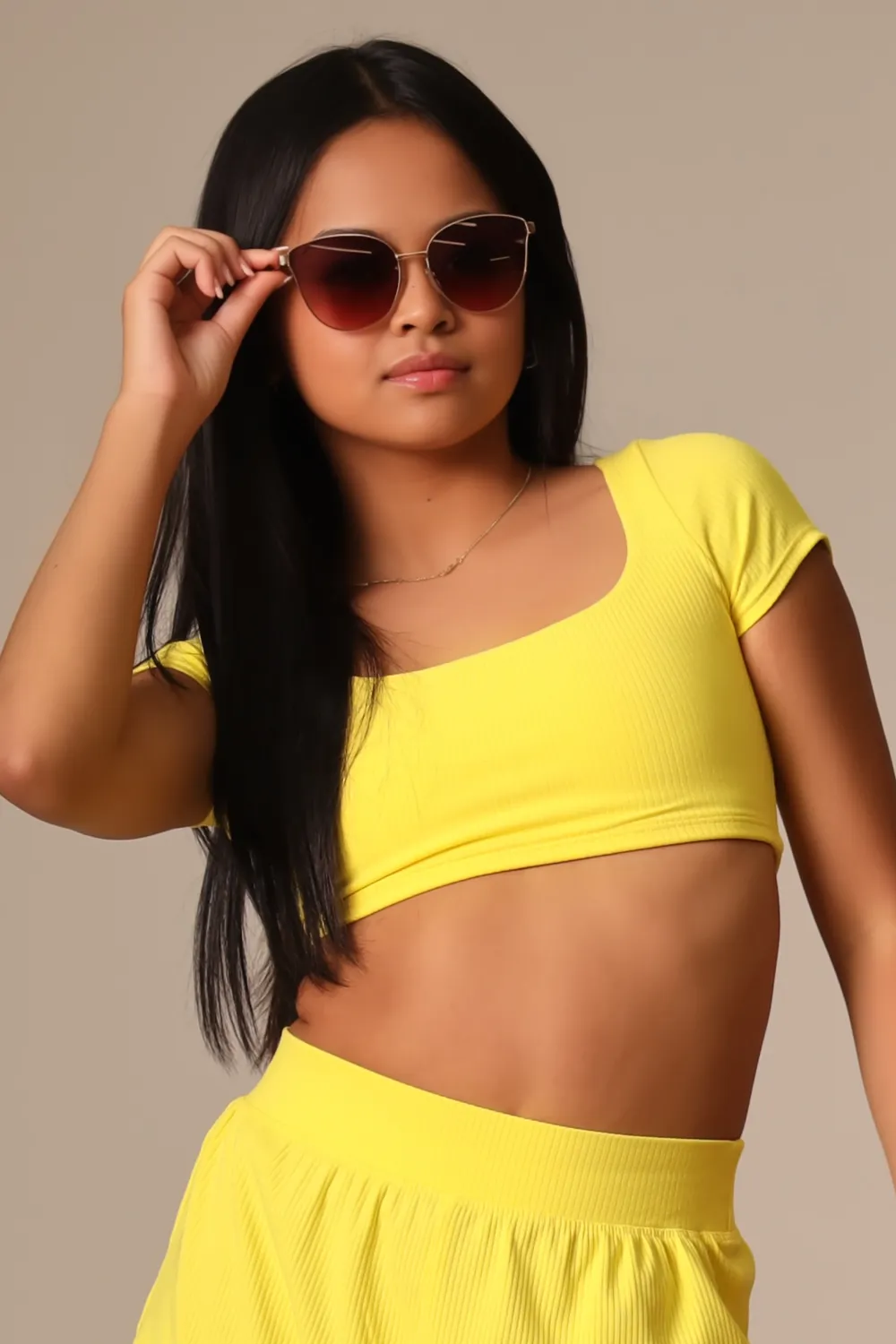 Honest Short Sleeved Crop Top - Lemon - FINAL SALE