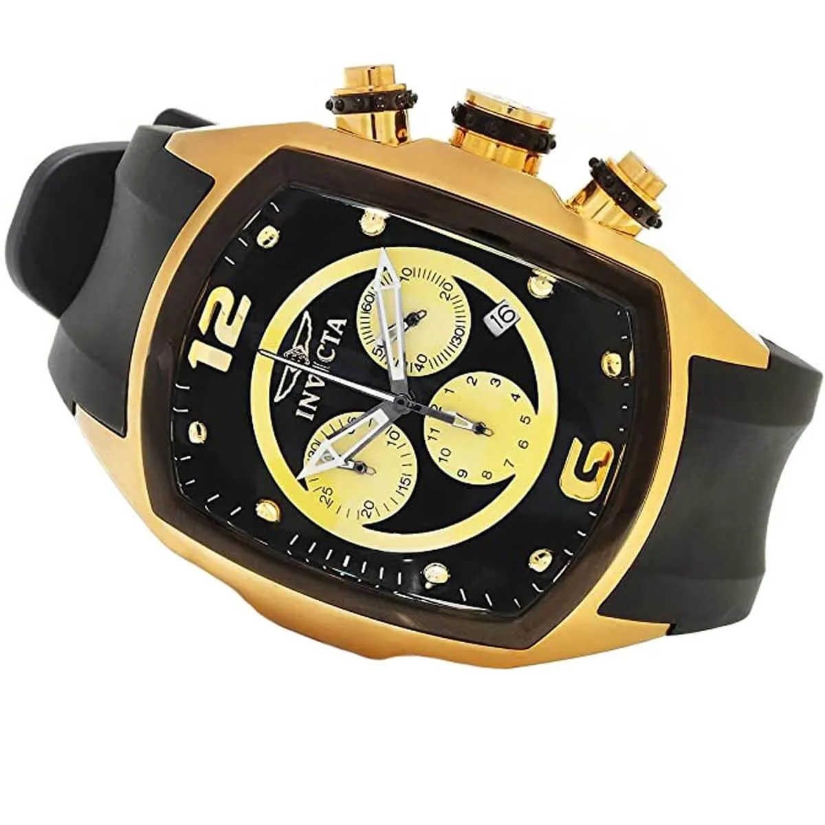Invicta 10067 Men's Lupah Revolution Gold Tone Black Dial Chronograph Gold Tone Watch