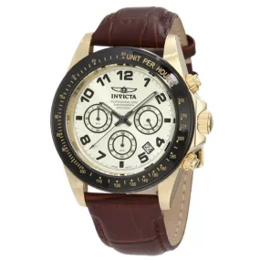 Invicta 10709 Men's Speedway Gold Tone Dial Brown Leather Strap Chronograph Watch