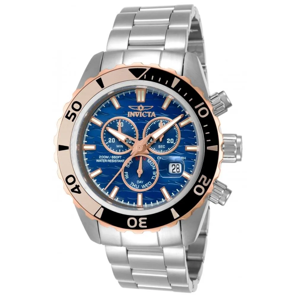 Invicta 14340 Men's Pro Diver Chronograph Dive Blue Dial Stainless Steel Watch