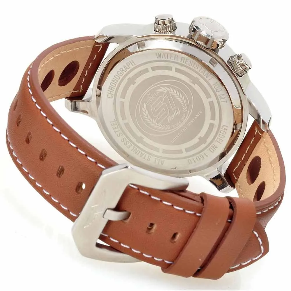 Invicta 16009 Men's S1 Rally White Dial Brown Leather Strap Chronograph Watch