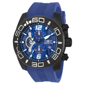 Invicta 22812 Men's Pro Diver Blue Dial Black IP Steel Blue Silicone Strap Chronograph Watch