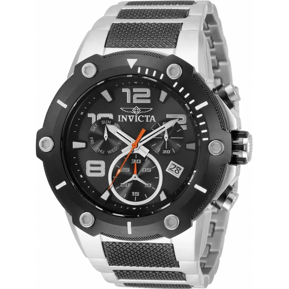 Invicta Men's Chronograph Watch - Speedway Black Dial Two Tone Steel Bracelet | 33283