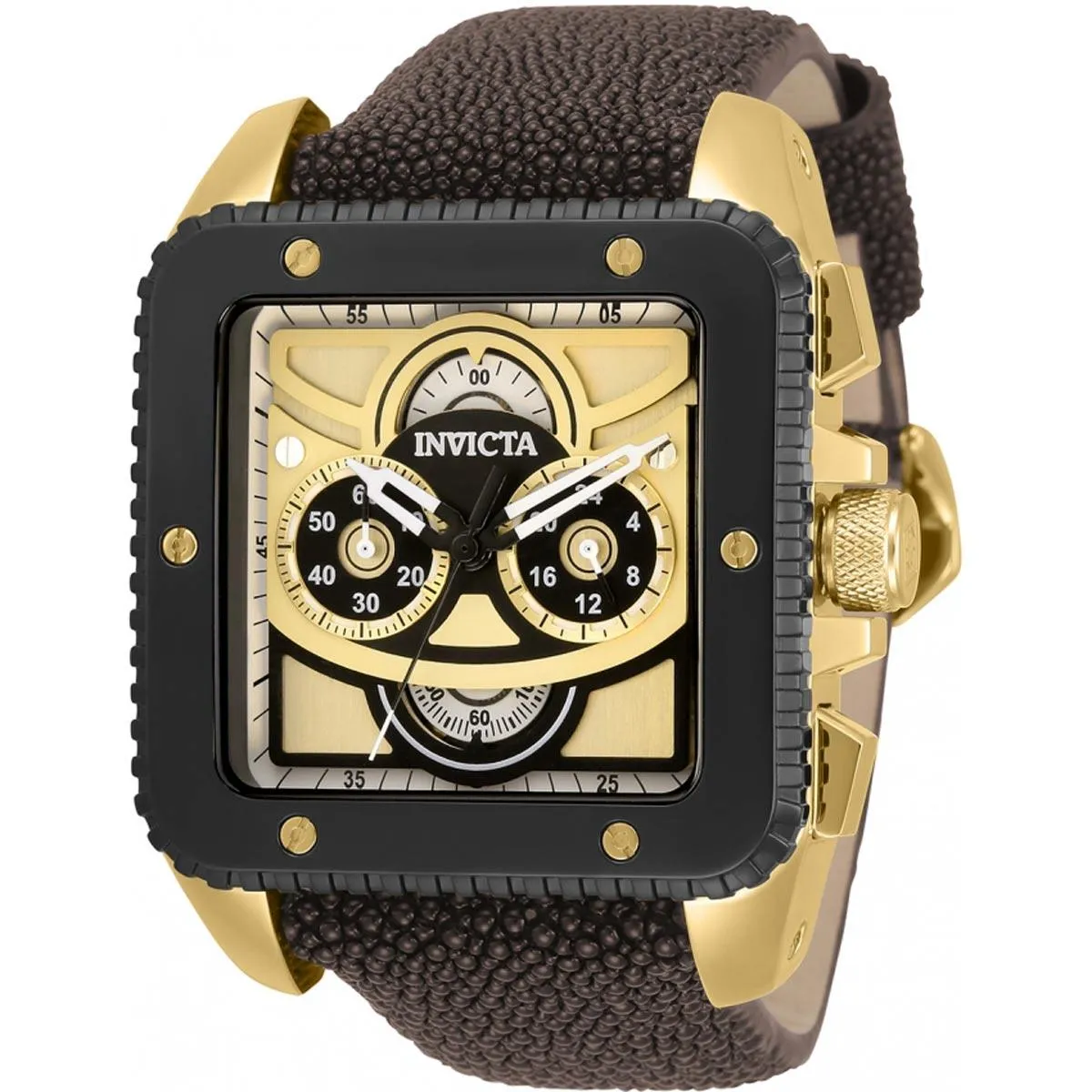 Invicta Men's Quartz Watch - Cuadro Chronograph Brown Stingray Leather Strap | 31997