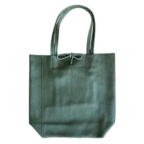 Italian Big Leather Tote in Olive Green
