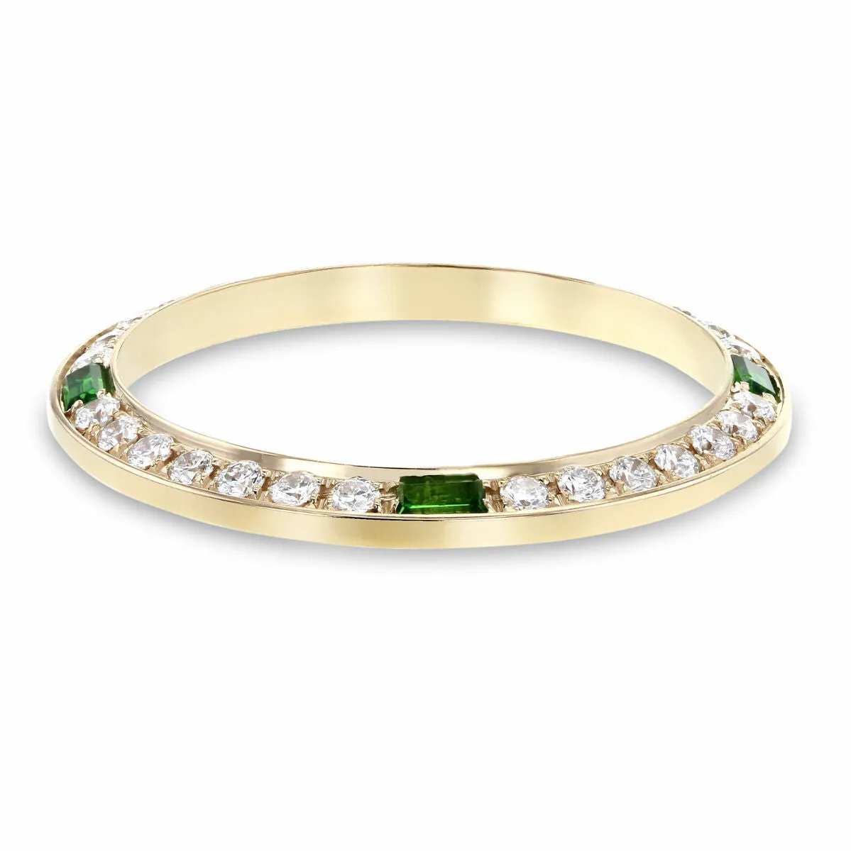 LADIES .70CT DIAMOND BEZEL 18KY FOR ROLEX 26MM DATEJUST WITH 4 SYNTHETIC EMERALD