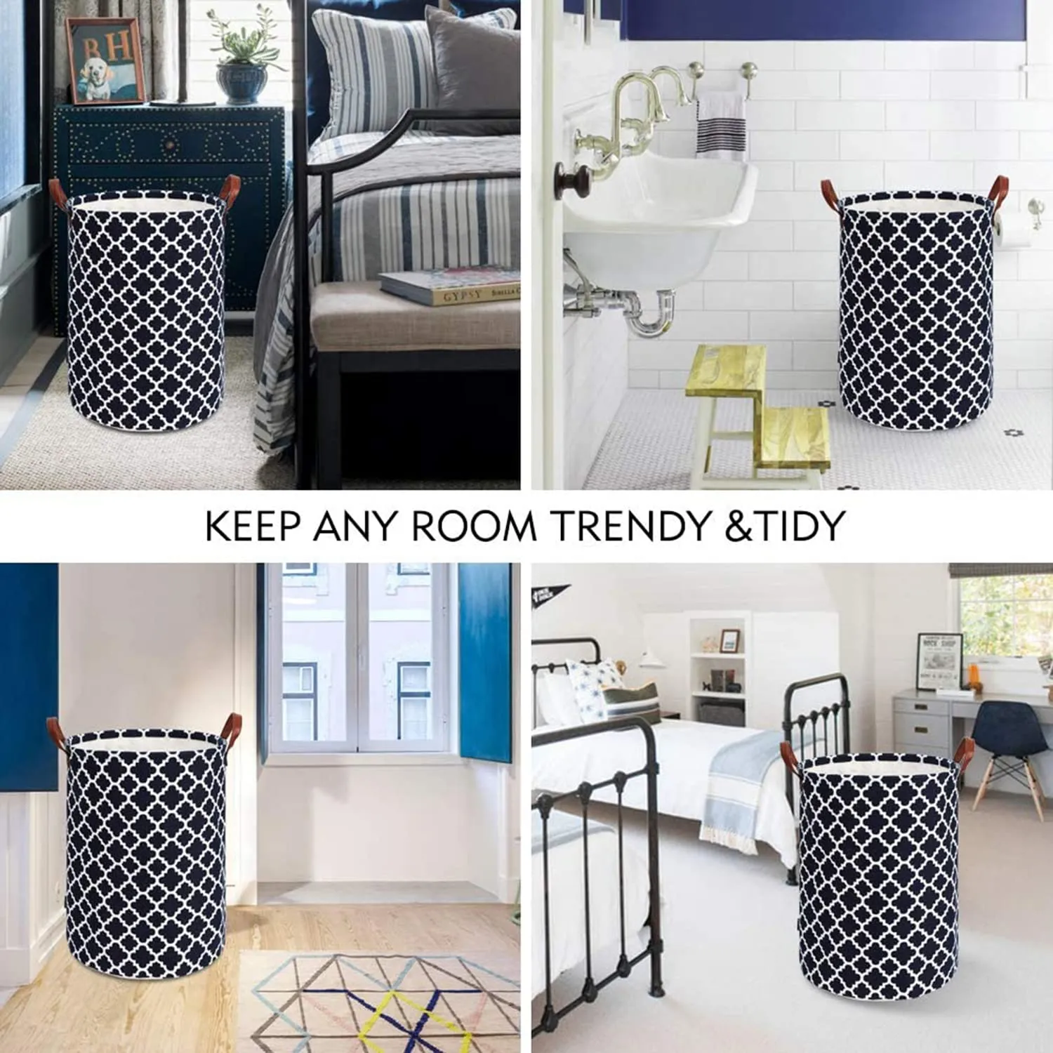 Laundry Basket with Handle-Black Diamond