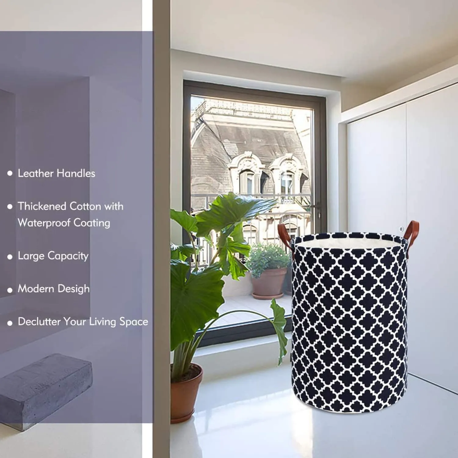 Laundry Basket with Handle-Black Diamond