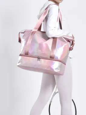 Letter Pattern Duffel Bag Holographic Travel Bag