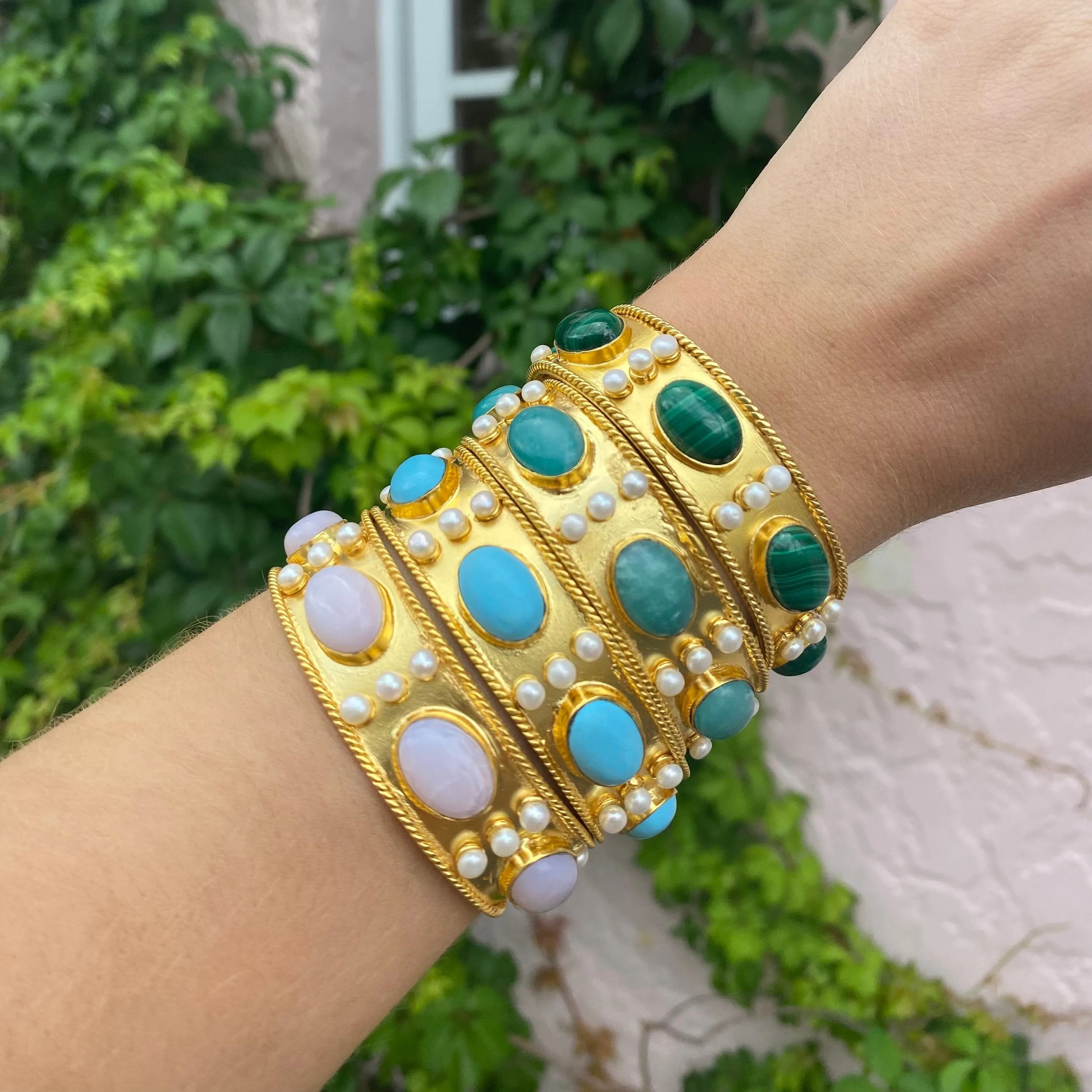 Lizardite Pearl Cuff Bracelet: The Viviene