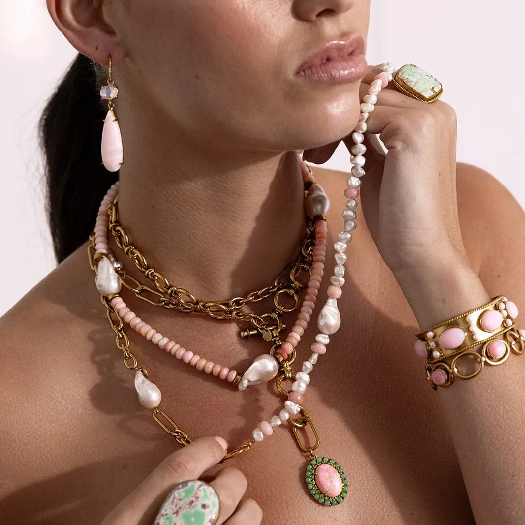 Lizardite Pearl Cuff Bracelet: The Viviene