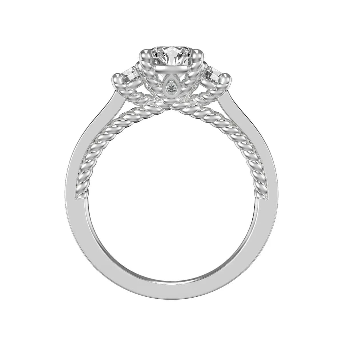 Marlow Contemporary Three Stone Rope Diamond Engagement Ring