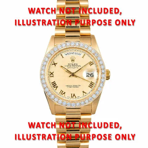 MENS 2CT BEAD SET DIAMOND BEZEL 18KY FOR ROLEX DATEJUST, DAY DATE 36MM SUPERIOR