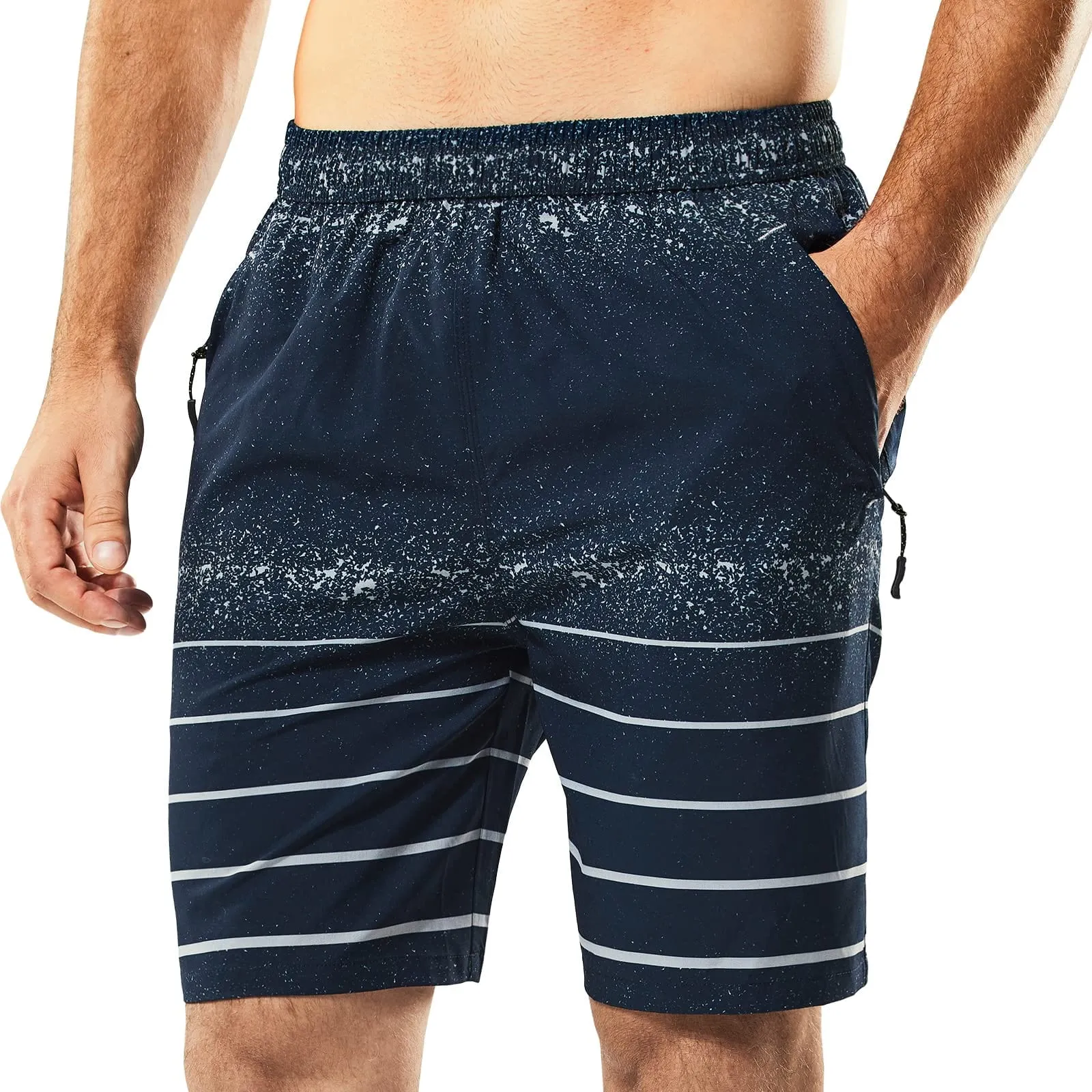 Men's Dry Fit Athletic Gym Shorts with Zipper Pockets 7 inch