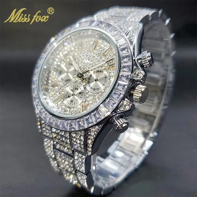 Men's Luxury Gold or Silver Waterproof Stainless Steel Watch