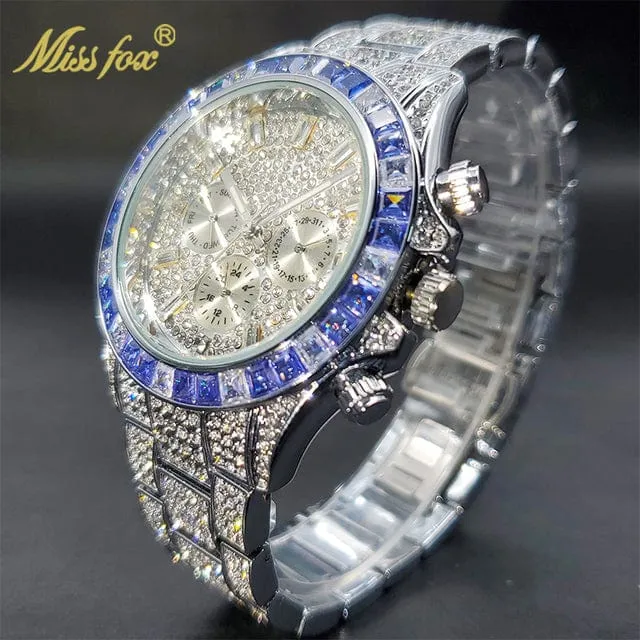 Men's Luxury Gold or Silver Waterproof Stainless Steel Watch