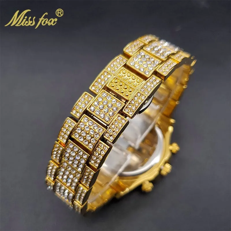 Men's Luxury Gold or Silver Waterproof Stainless Steel Watch