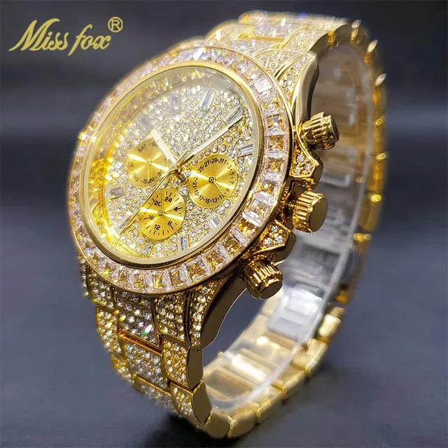 Men's Luxury Gold or Silver Waterproof Stainless Steel Watch