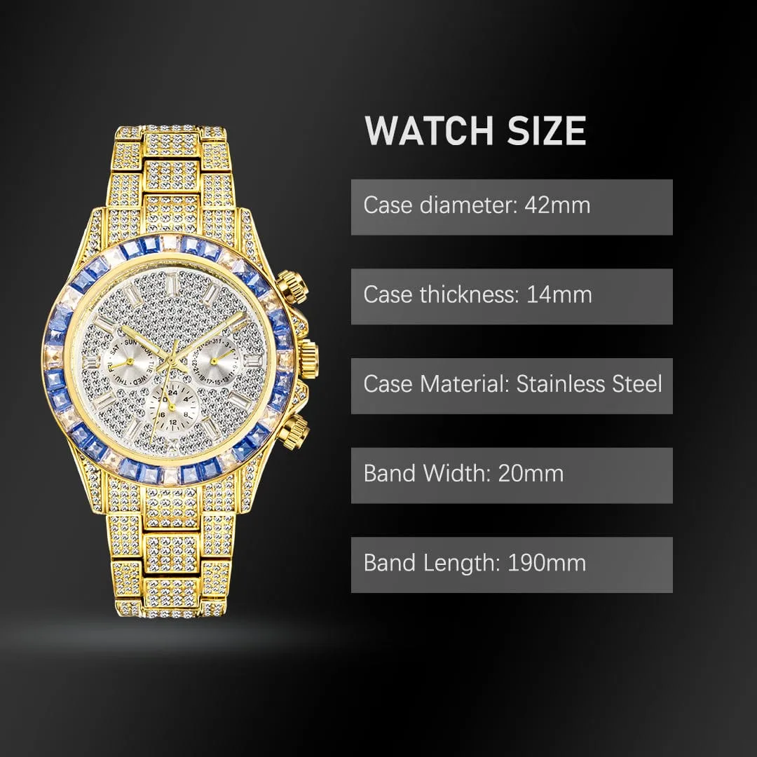Men's Luxury Gold or Silver Waterproof Stainless Steel Watch