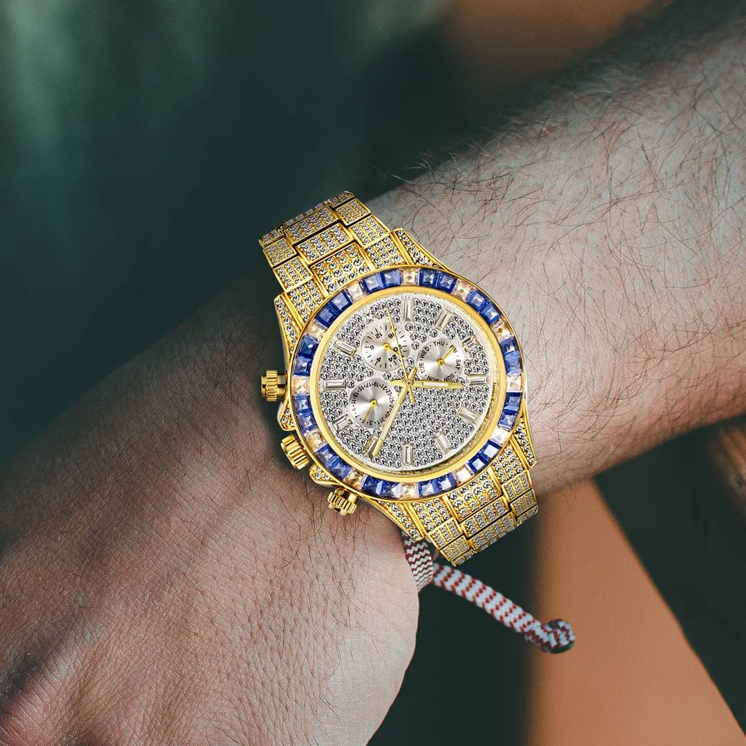 Men's Luxury Gold or Silver Waterproof Stainless Steel Watch