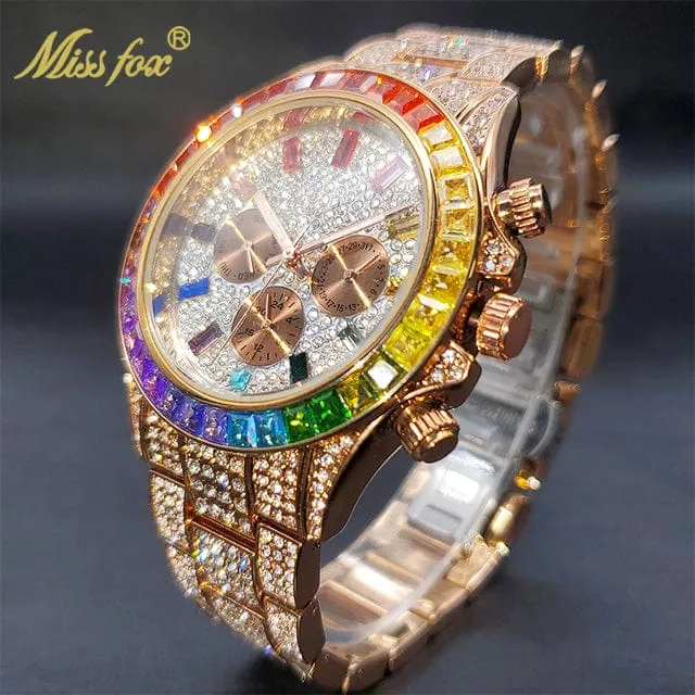 Men's Luxury Gold or Silver Waterproof Stainless Steel Watch