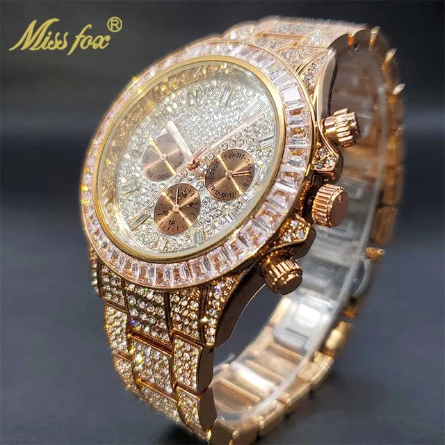 Men's Luxury Gold or Silver Waterproof Stainless Steel Watch