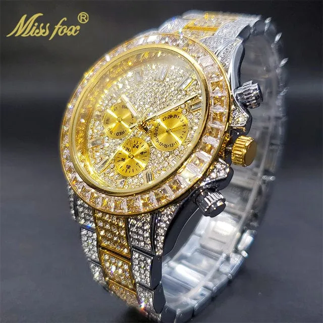 Men's Luxury Gold or Silver Waterproof Stainless Steel Watch