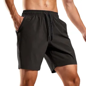 Men's Quick-Dry Running Shorts with Zipper Pockets 7 Inch