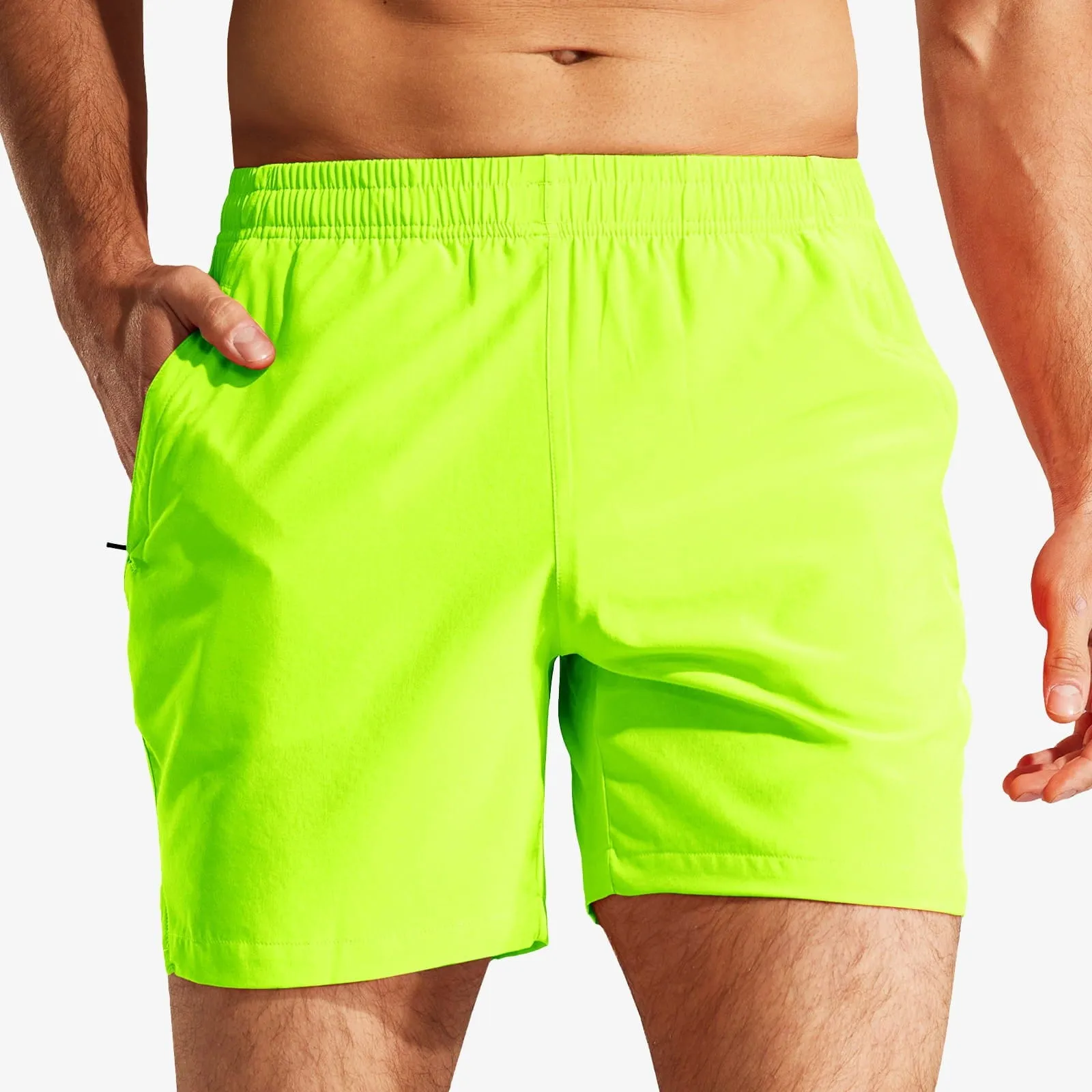 Men's Workout 5 Inches Running Shorts with Zipper Pockets