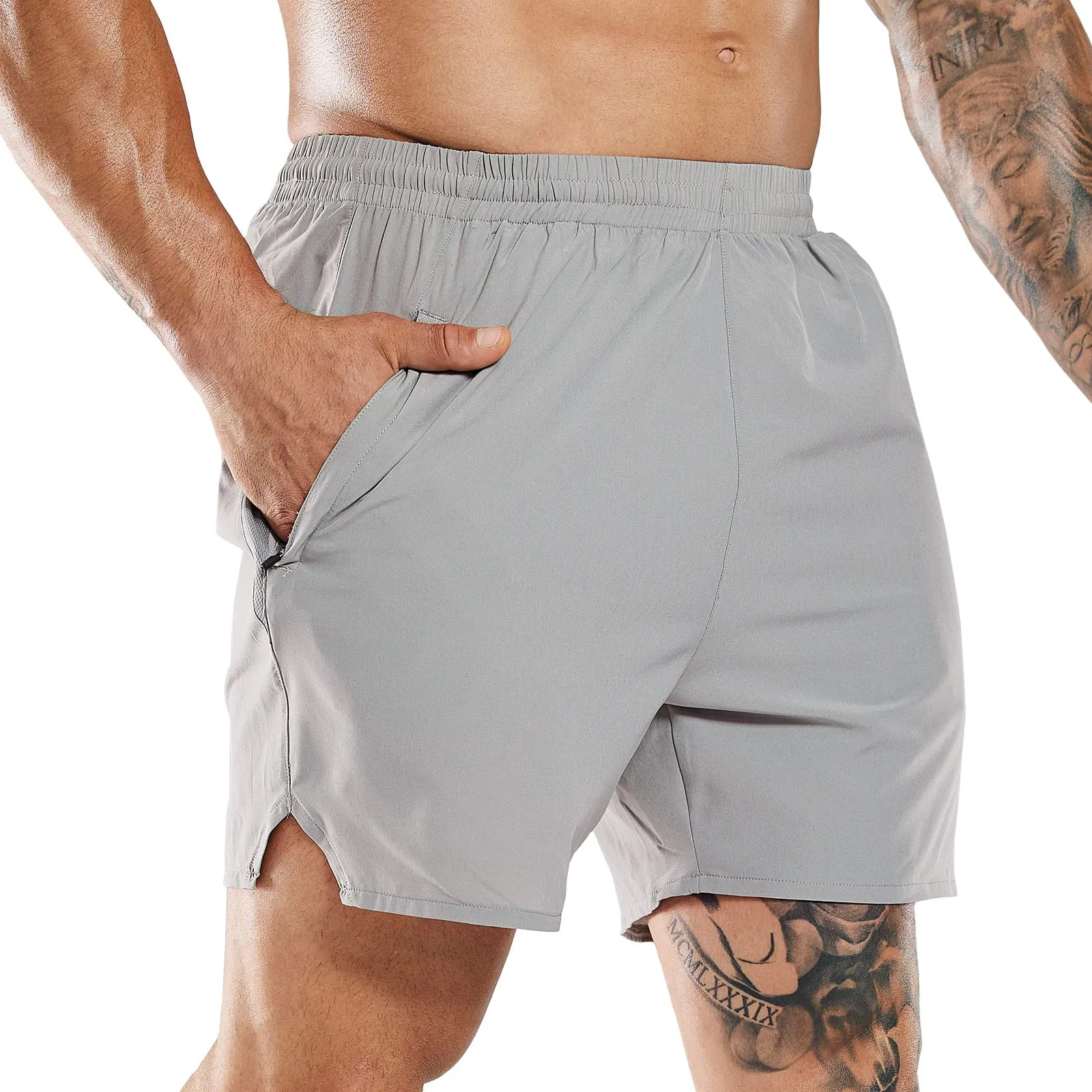 Men's Workout 5 Inches Running Shorts with Zipper Pockets