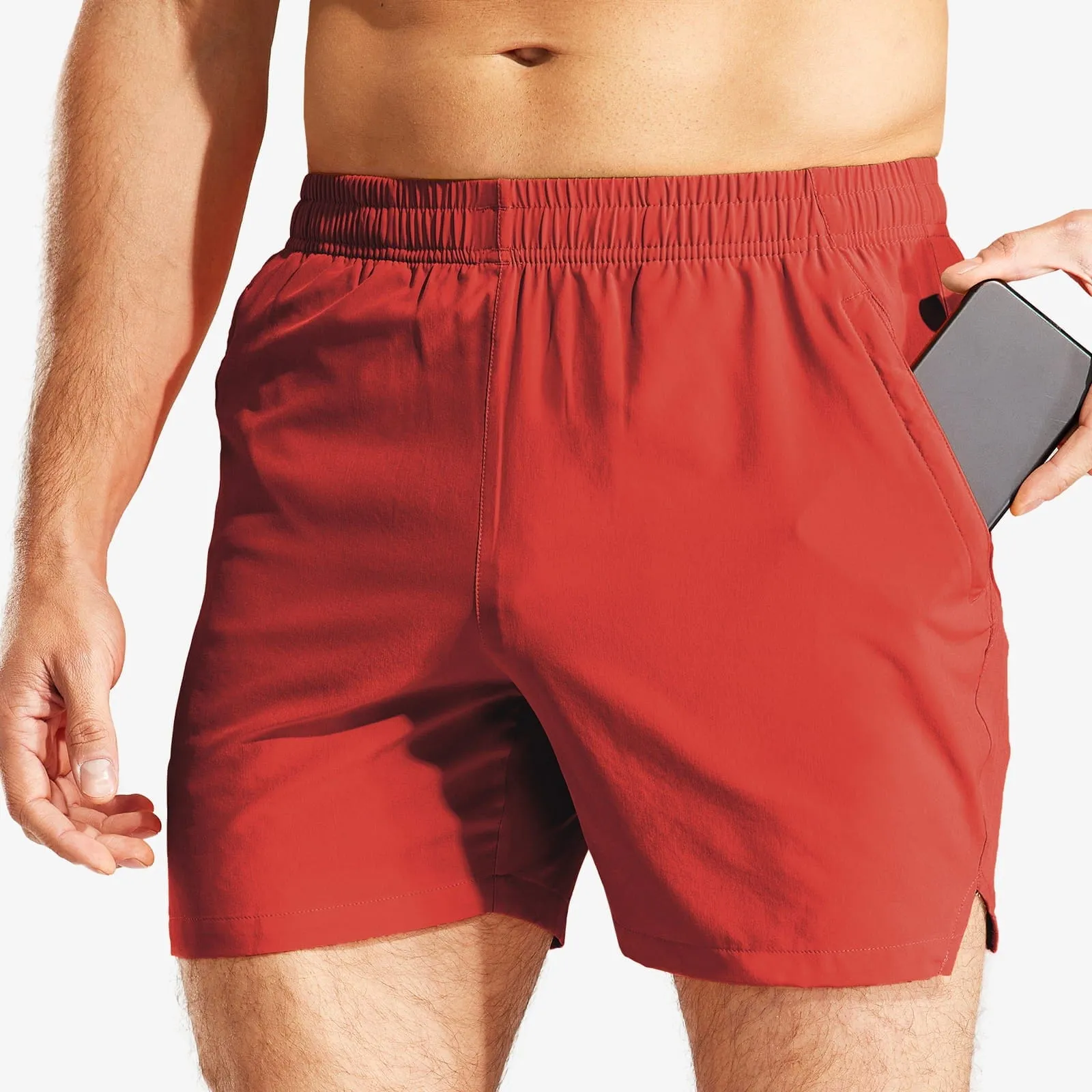 Men's Workout 5 Inches Running Shorts with Zipper Pockets