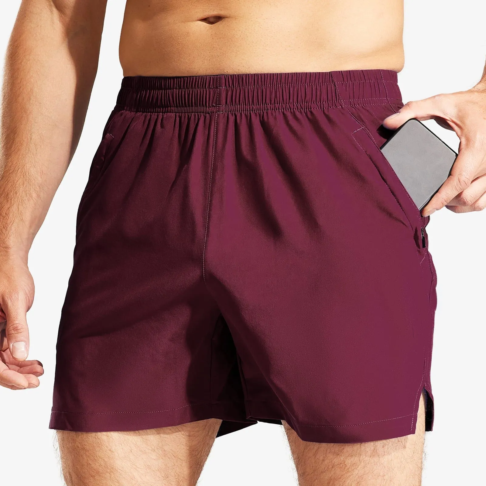 Men's Workout 5 Inches Running Shorts with Zipper Pockets