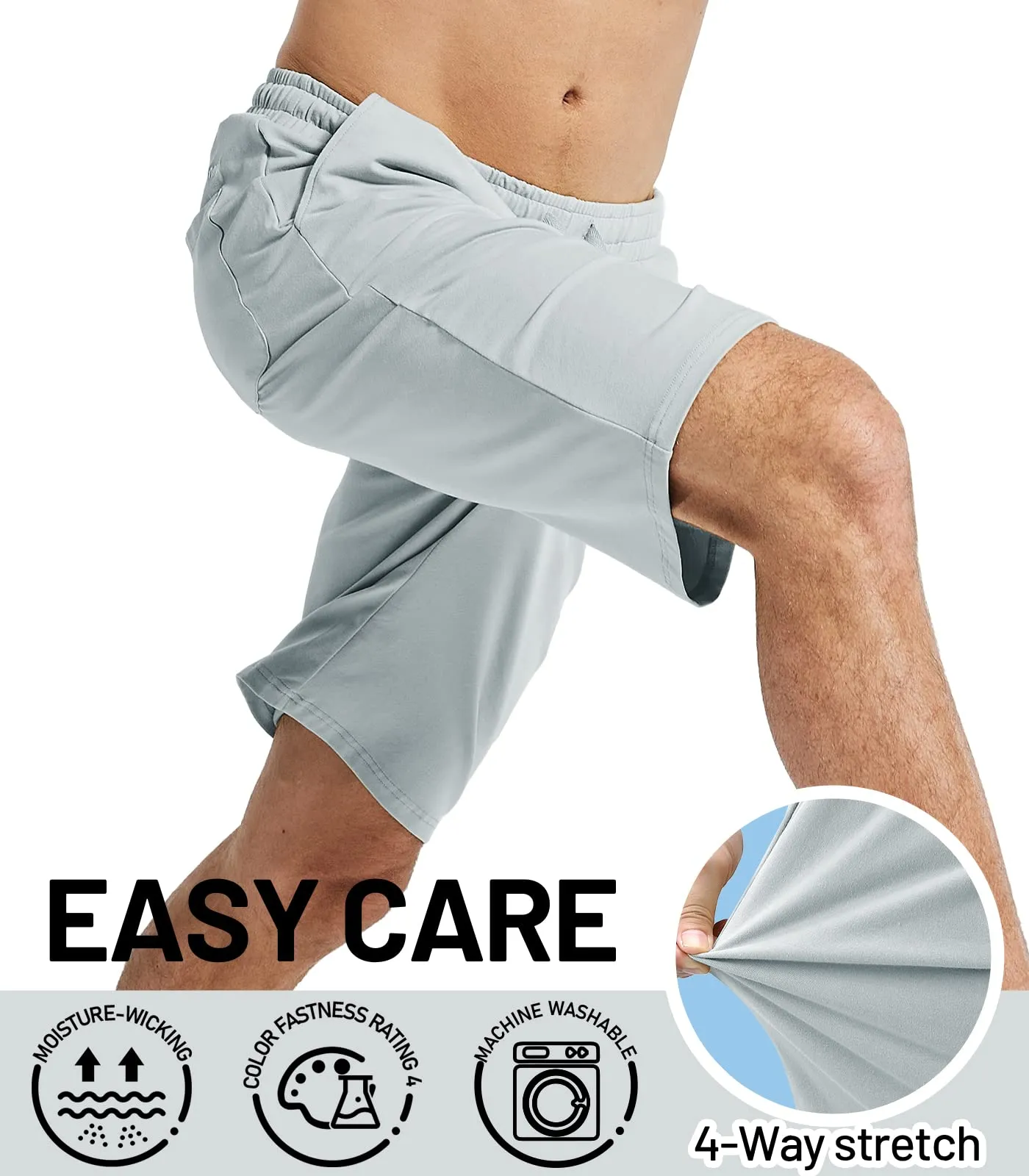 Men's Workout Cotton Shorts 11'' Long Gym Athletic Knit Shorts