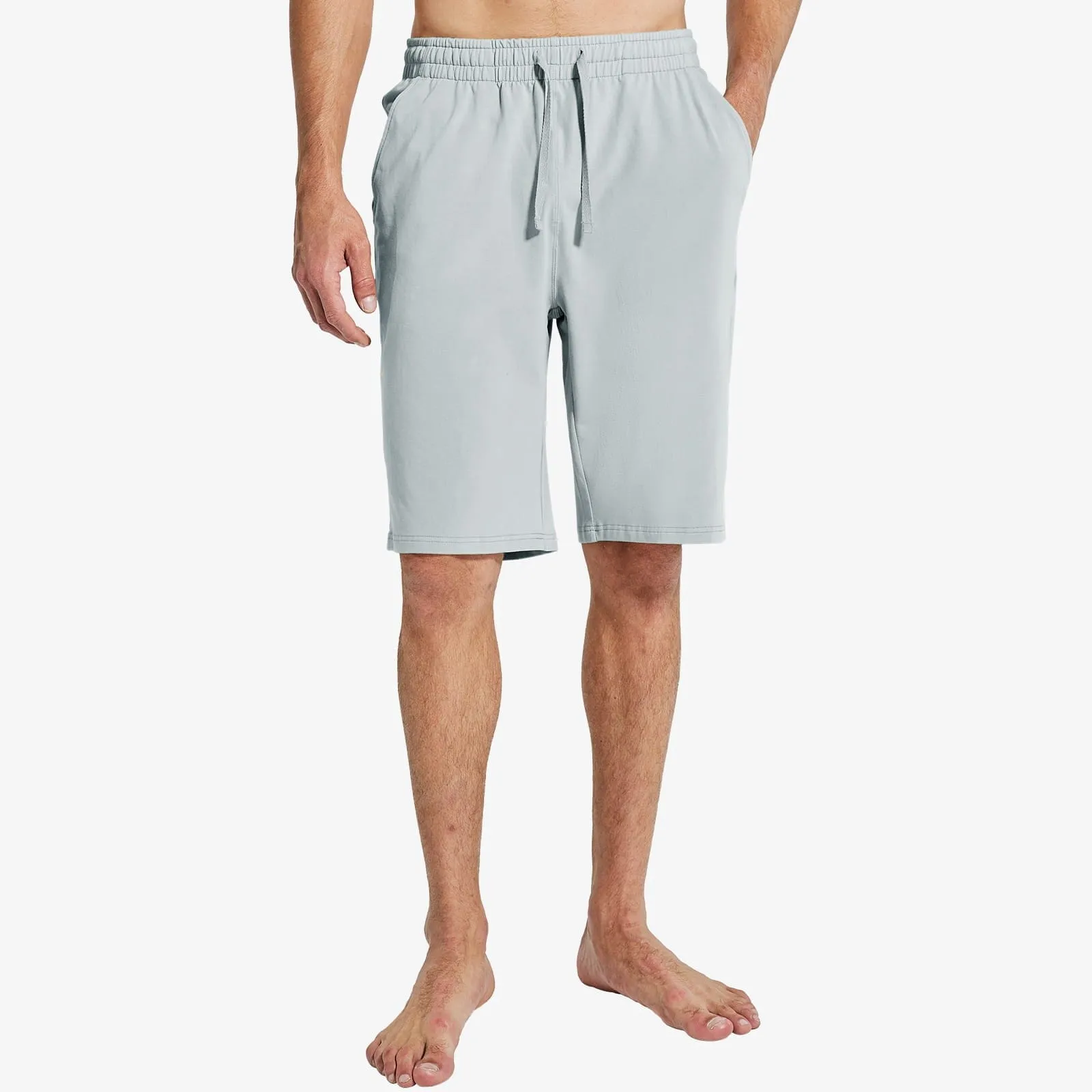 Men's Workout Cotton Shorts 11'' Long Gym Athletic Knit Shorts