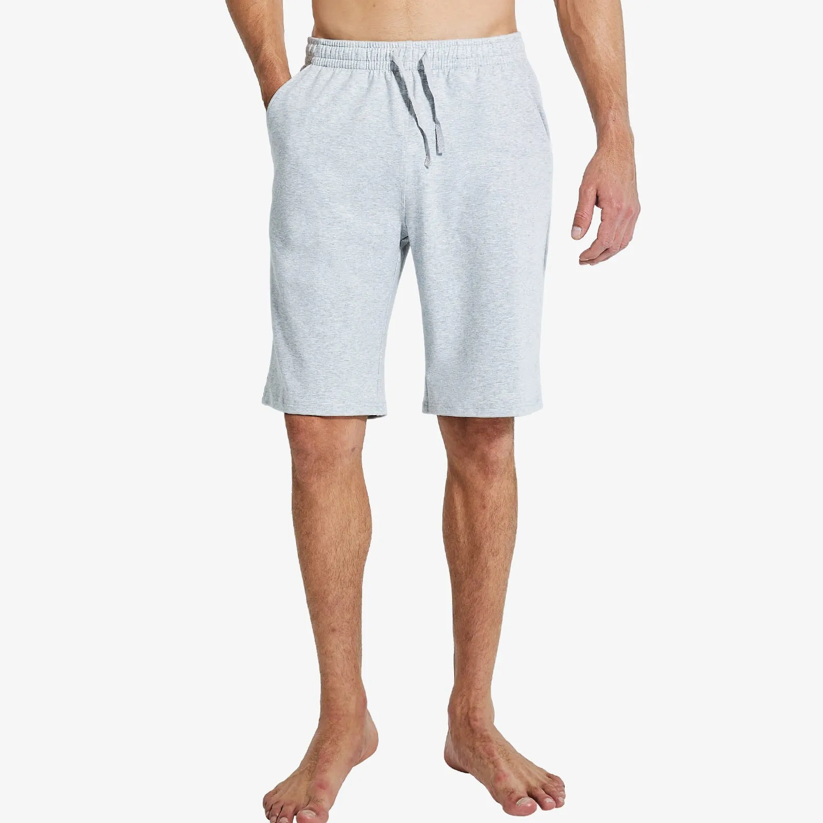 Men's Workout Cotton Shorts 11'' Long Gym Athletic Knit Shorts