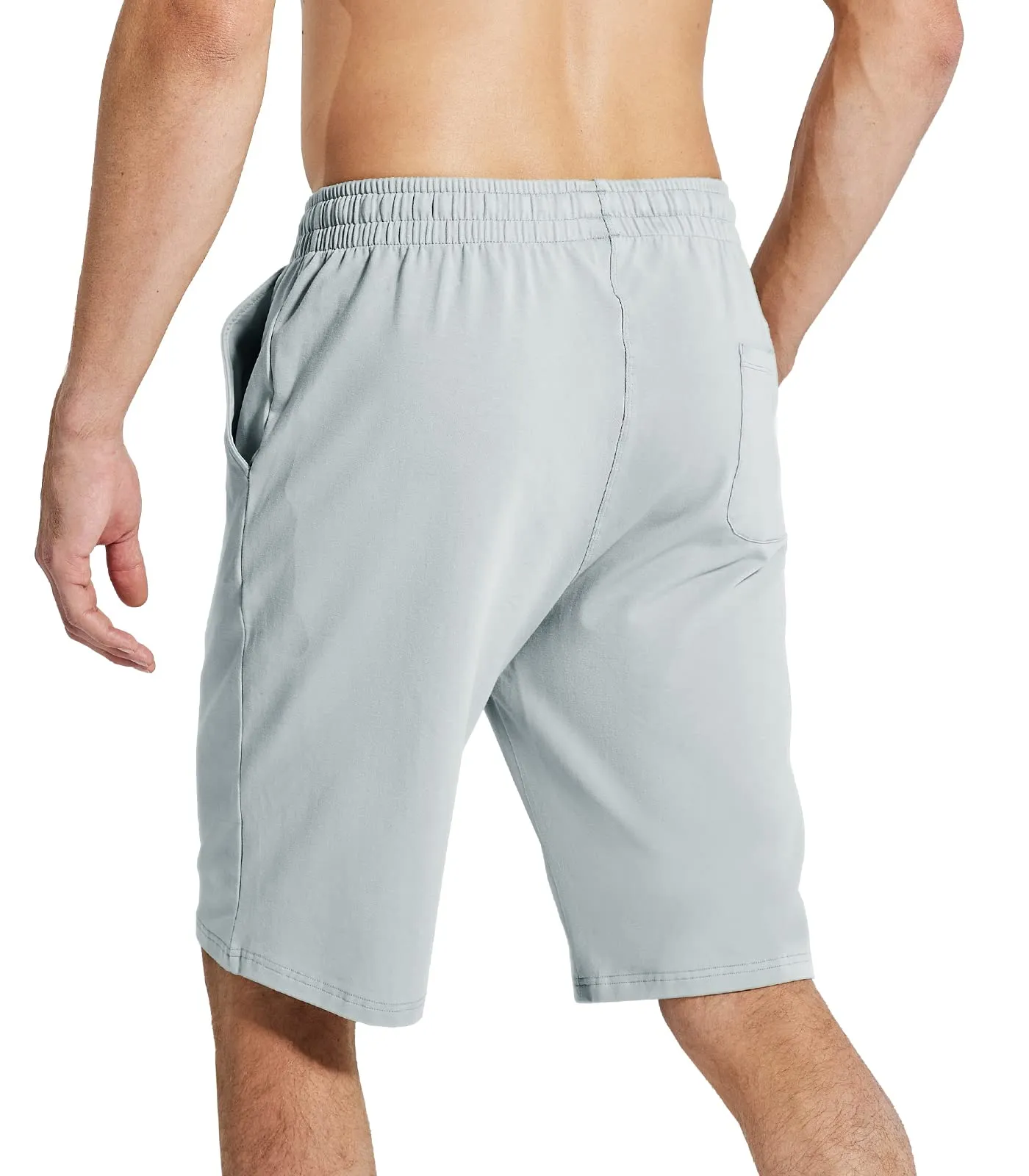 Men's Workout Cotton Shorts 11'' Long Gym Athletic Knit Shorts
