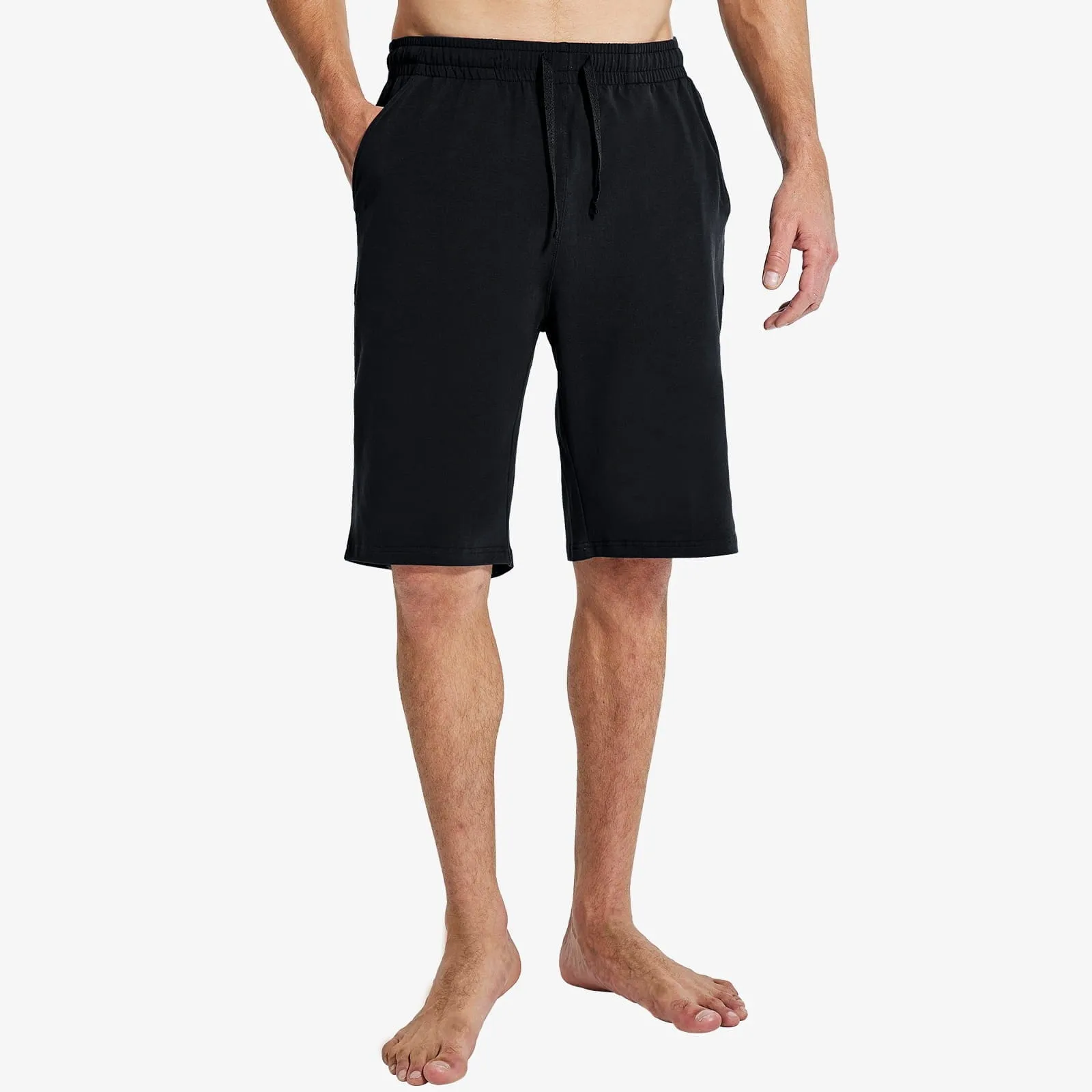 Men's Workout Cotton Shorts 11'' Long Gym Athletic Knit Shorts