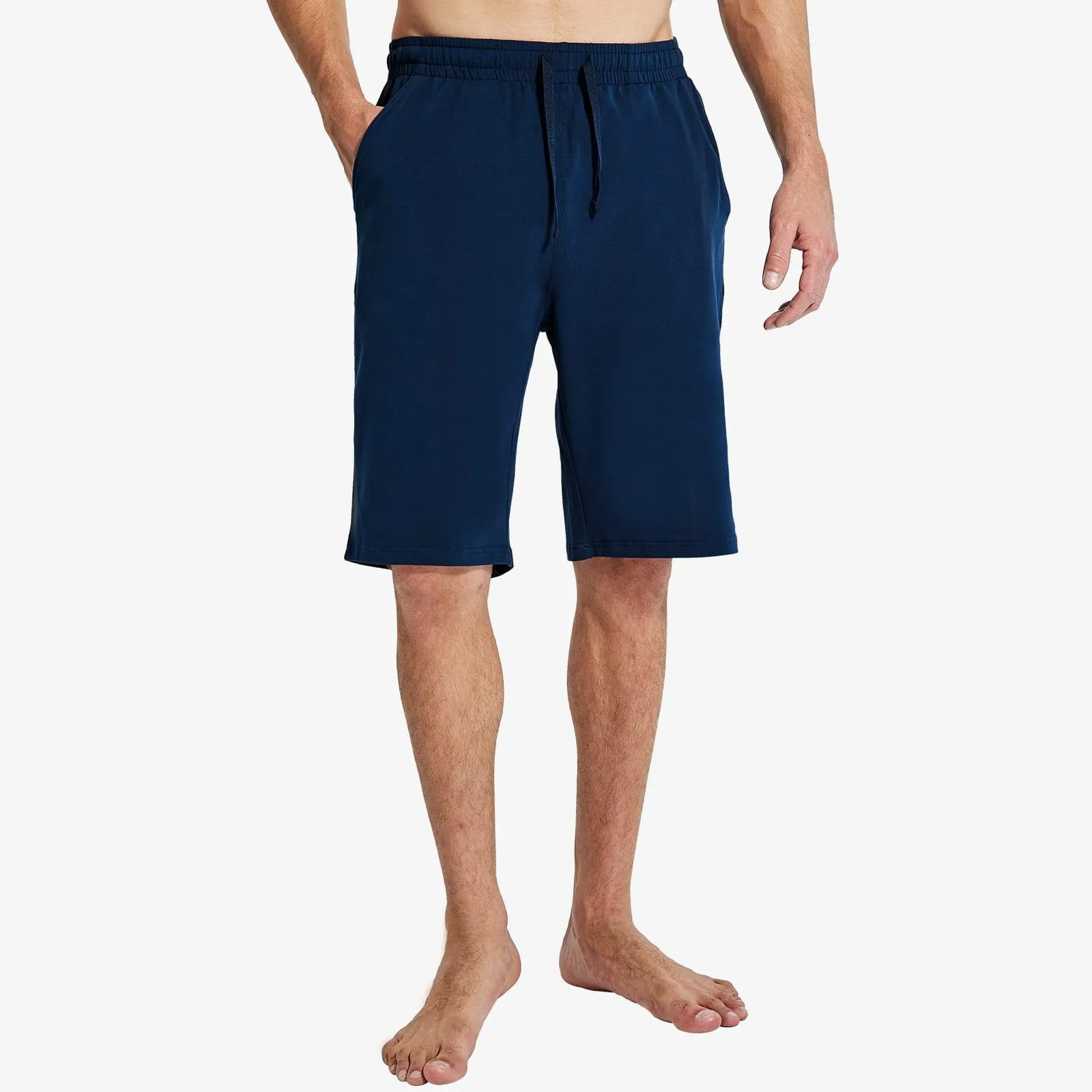 Men's Workout Cotton Shorts 11'' Long Gym Athletic Knit Shorts