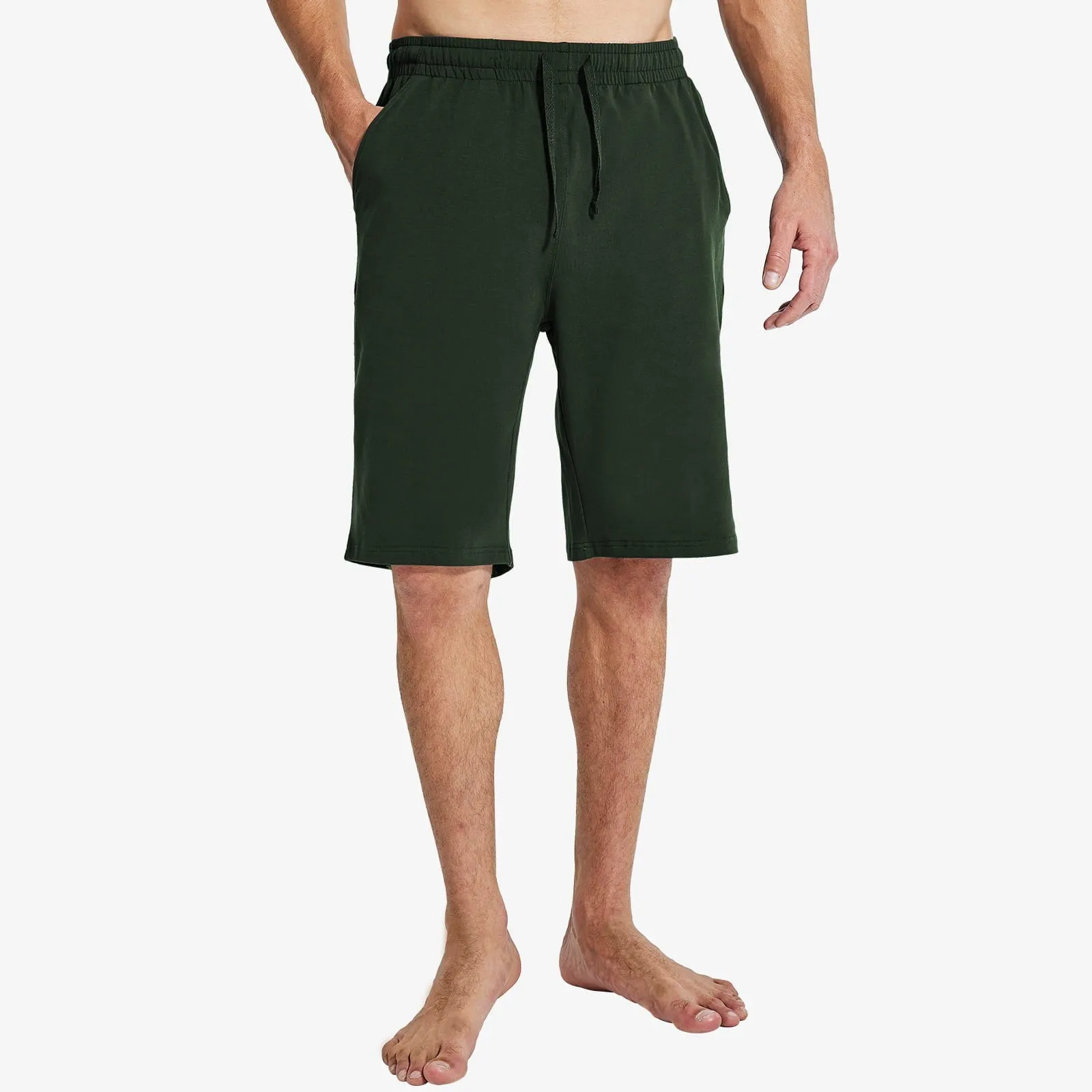 Men's Workout Cotton Shorts 11'' Long Gym Athletic Knit Shorts