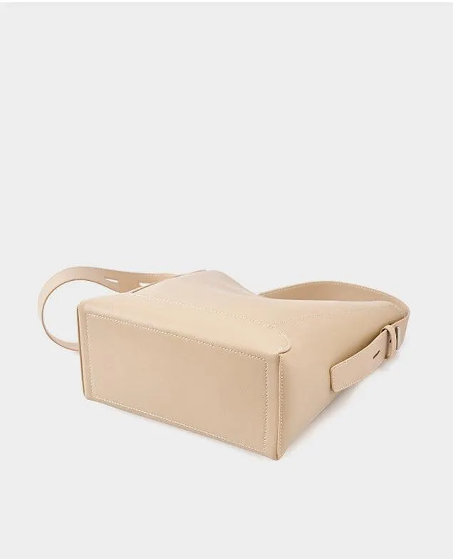 Minimalist Genuine Leather Bucket Bag | Leather Shoulder Bag, Chic Crossbody Bag, Gift for Her