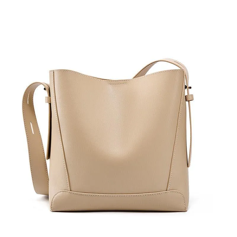 Minimalist Genuine Leather Bucket Bag | Leather Shoulder Bag, Chic Crossbody Bag, Gift for Her