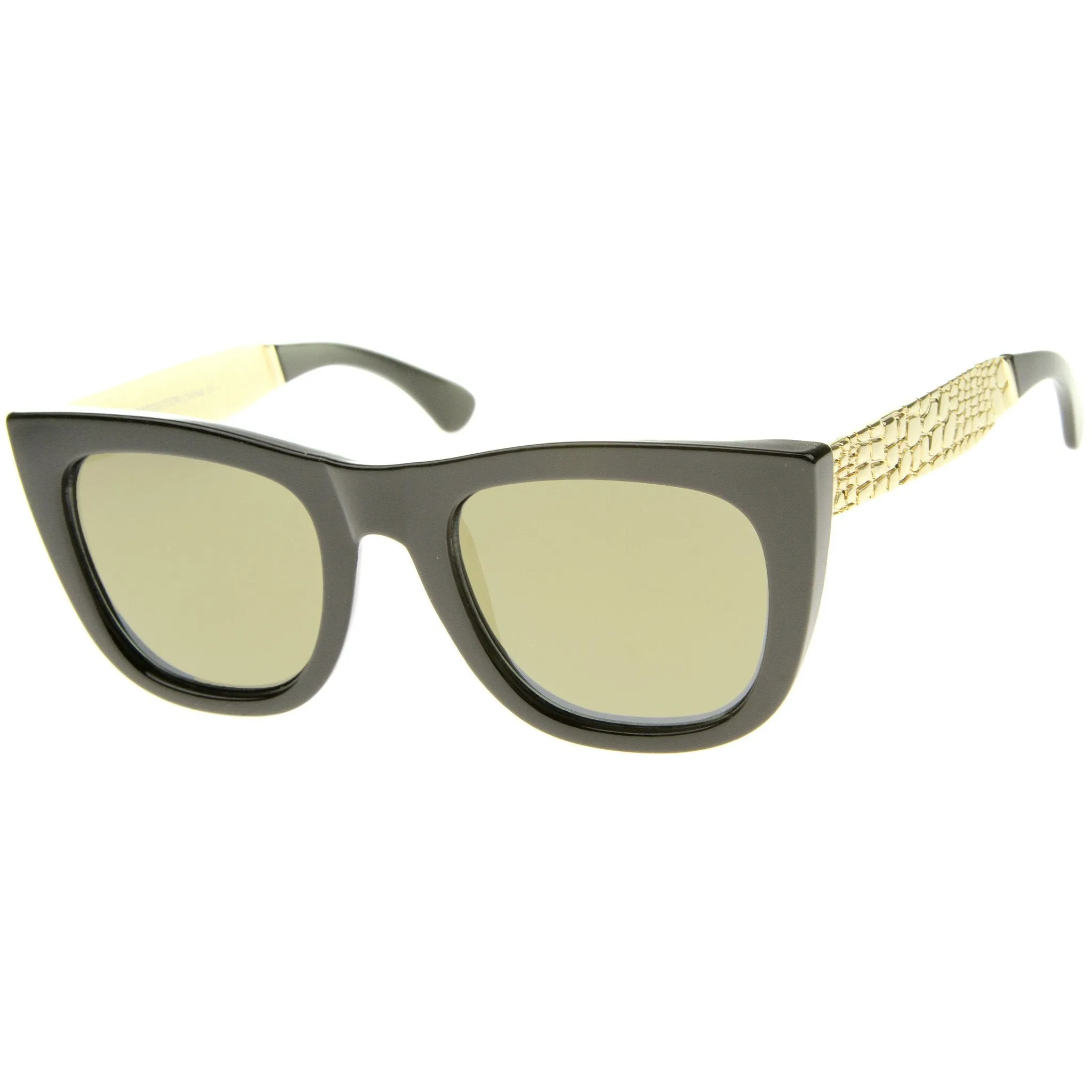 Mirrored Lens Alligator Print Temple Street Wear Sunglasses A238
