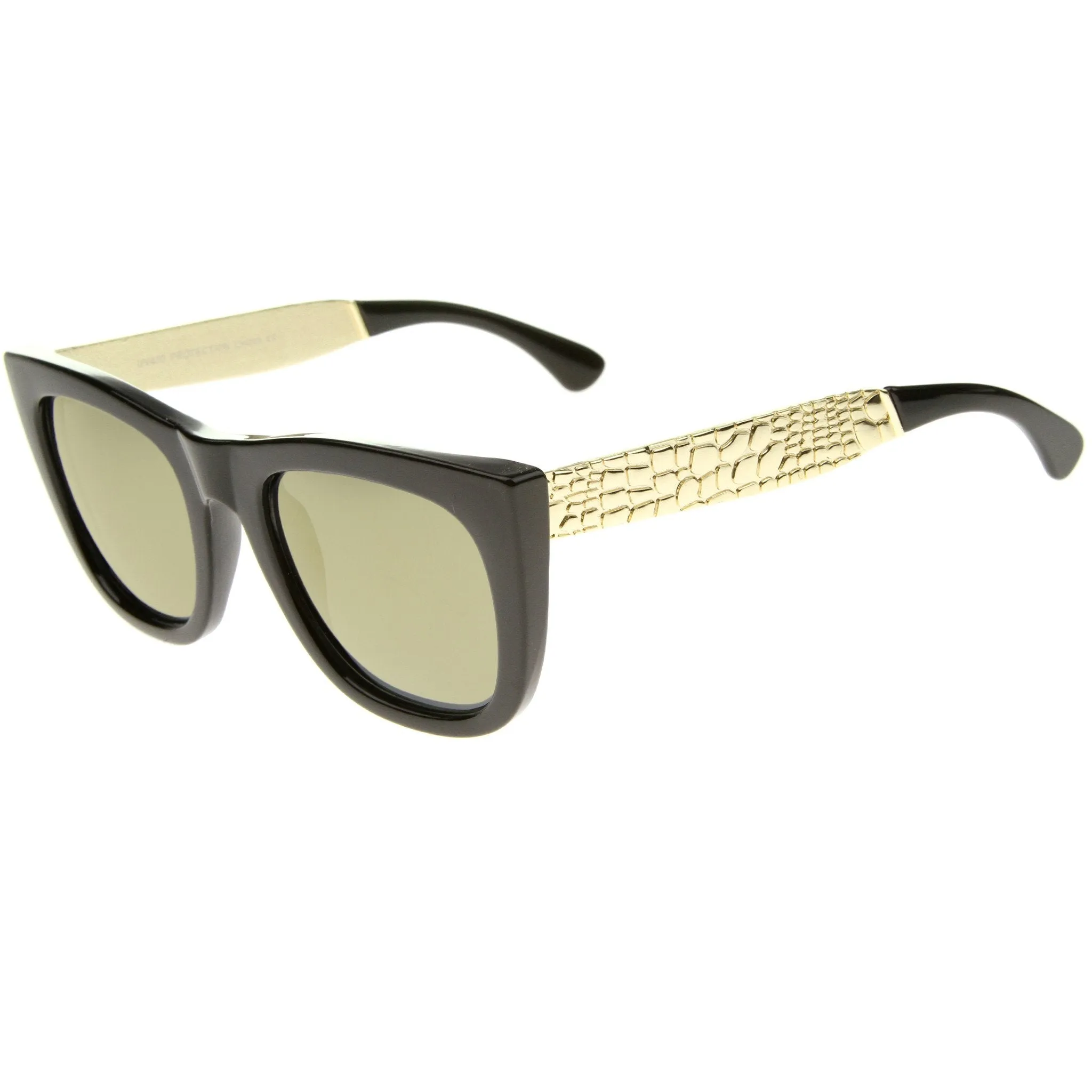Mirrored Lens Alligator Print Temple Street Wear Sunglasses A238