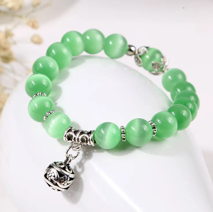 Natural opal beads bracelets, crystal fashion women bracelet, vintage stainless steel bracelets for women.