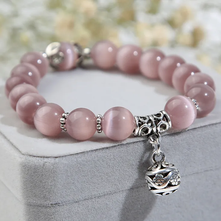 Natural opal beads bracelets, crystal fashion women bracelet, vintage stainless steel bracelets for women.