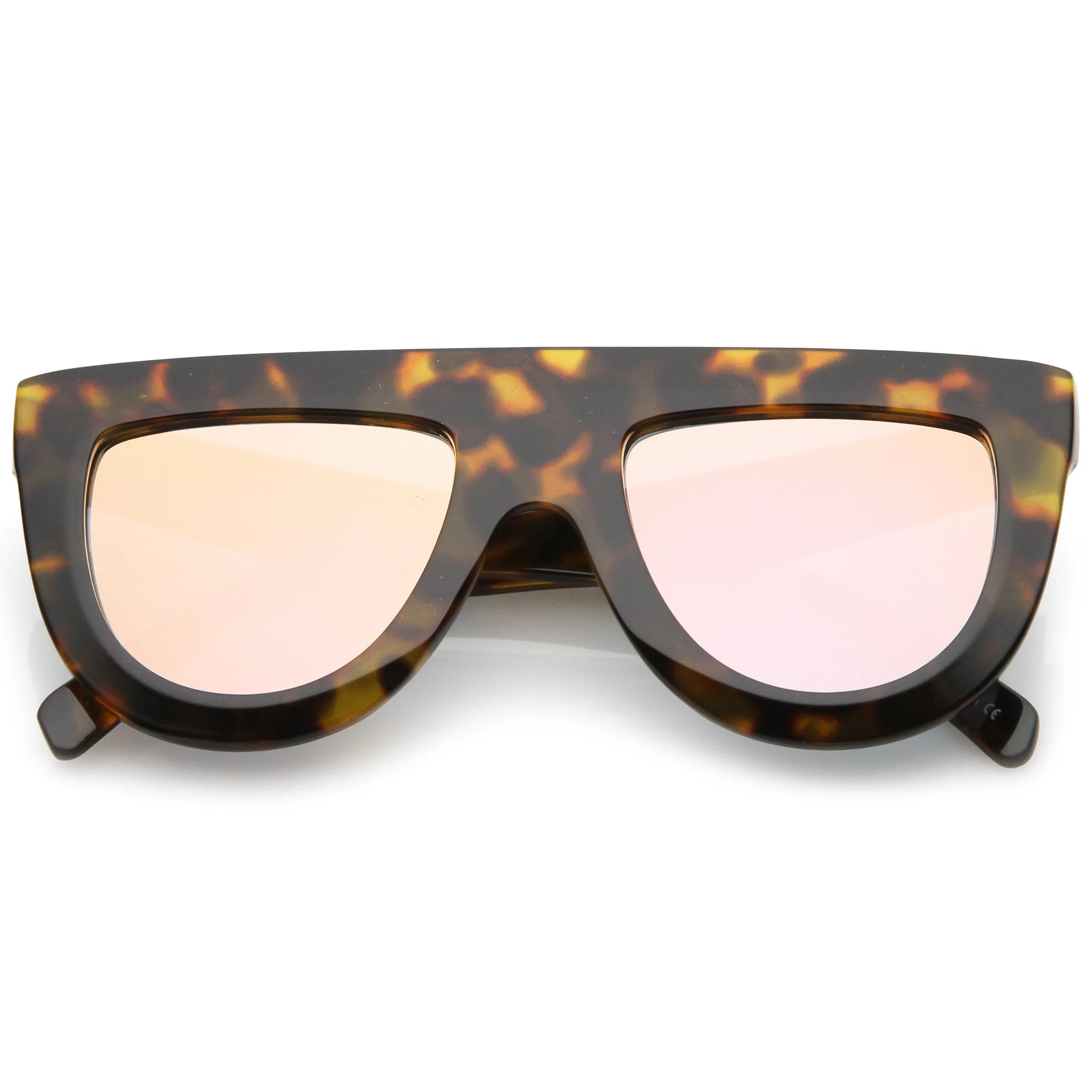 Oversize Retro Modern Flat Top Mirrored Lens Sunglasses C275