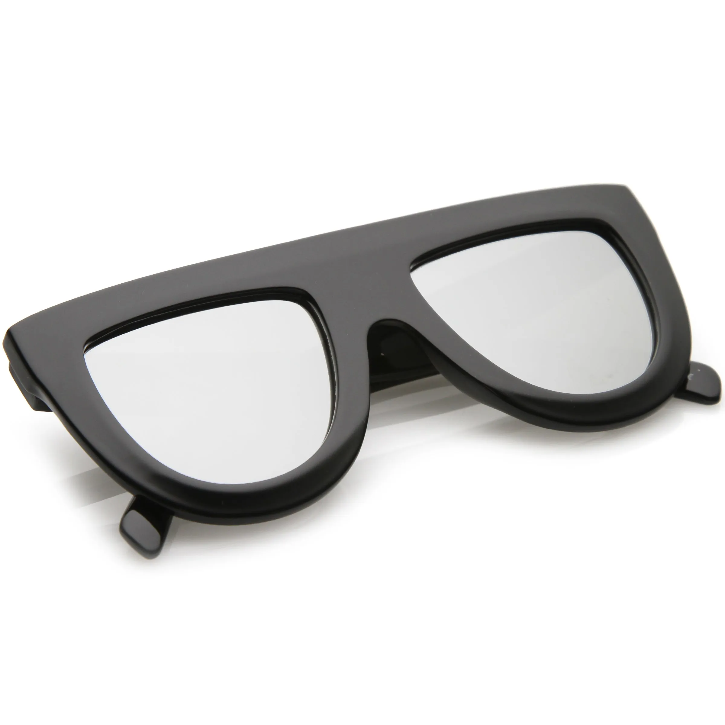 Oversize Retro Modern Flat Top Mirrored Lens Sunglasses C275