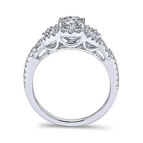 Pave Criss-Cross Shank Diamond Engagement Ring with Halo 460A