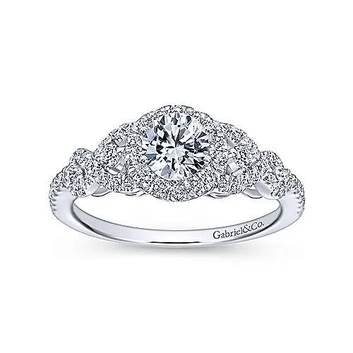 Pave Criss-Cross Shank Diamond Engagement Ring with Halo 460A