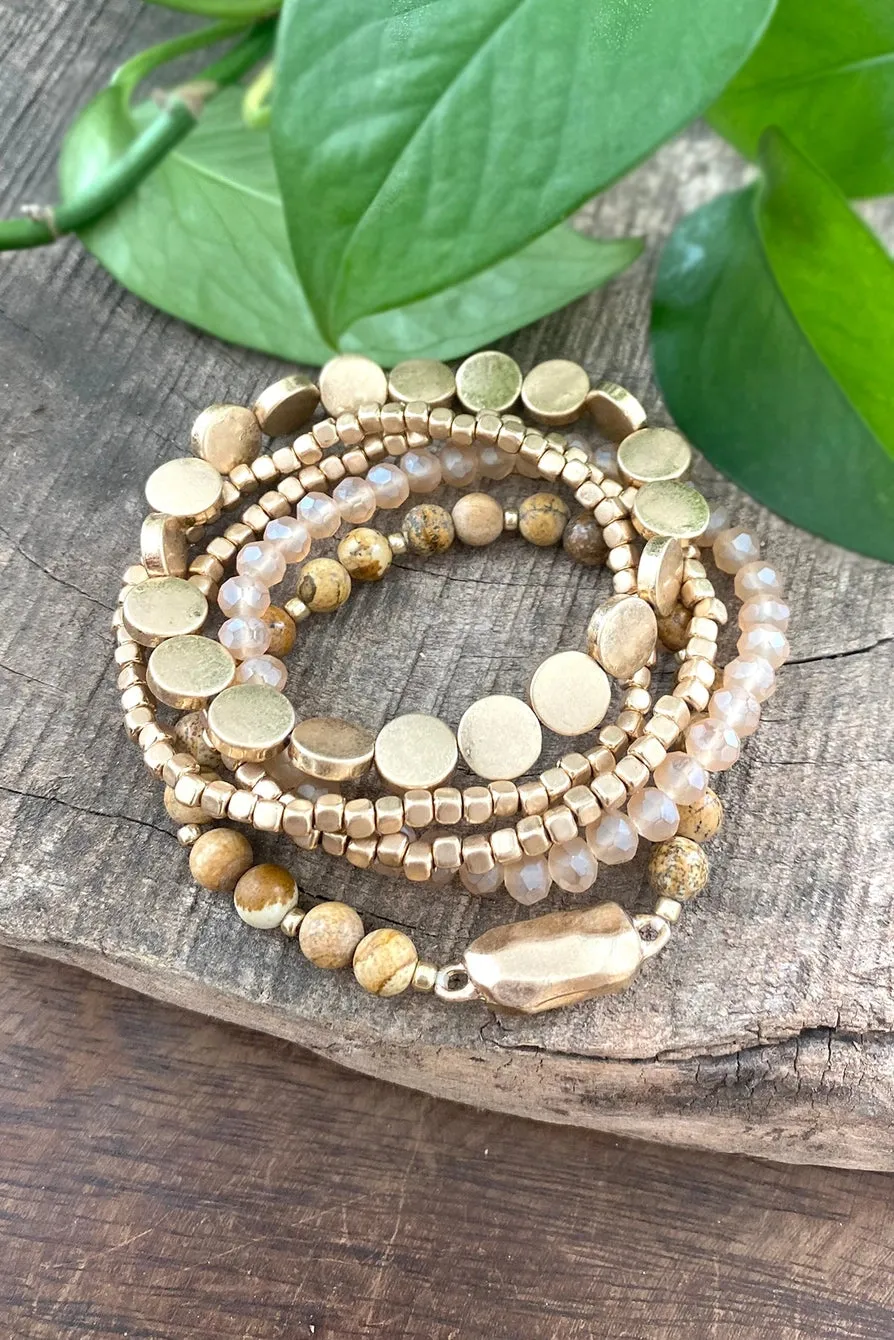 PennyLine inc. - 5 Piece Boho Beaded Bracelet Stack